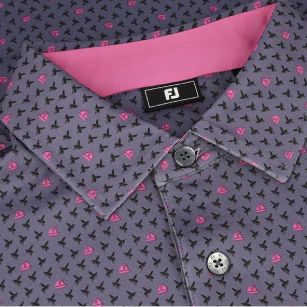 FootJoy Golf Flying Wasp Print Lisle Polo Shirt